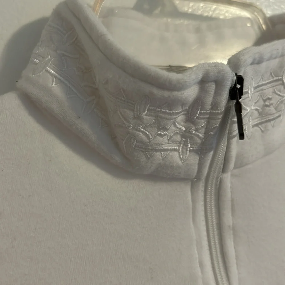 Odlo 1/4 Zip White Long Sleeve Base layer Shirt with Floral Collar Pattern Sz M - Picture 3 of 12